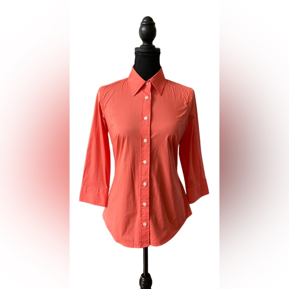 J. Crew: Orange Fitted Button Down Shirt with Notched Collar